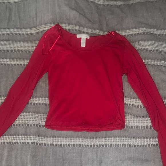 Ambiance apparel Red Crop Shirt - Picture 1 of 3